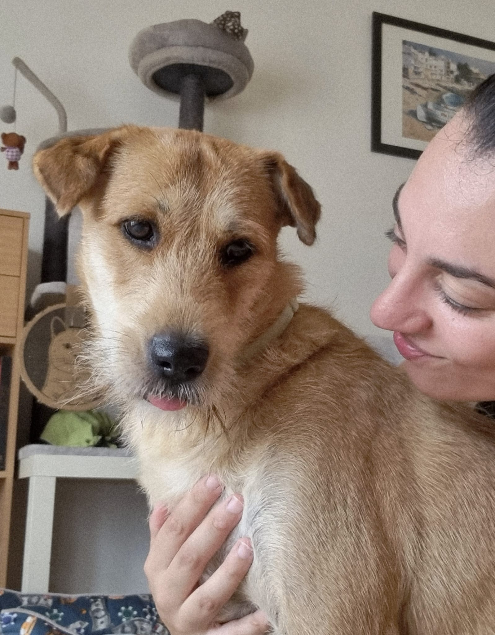 Naiara con perro en casa